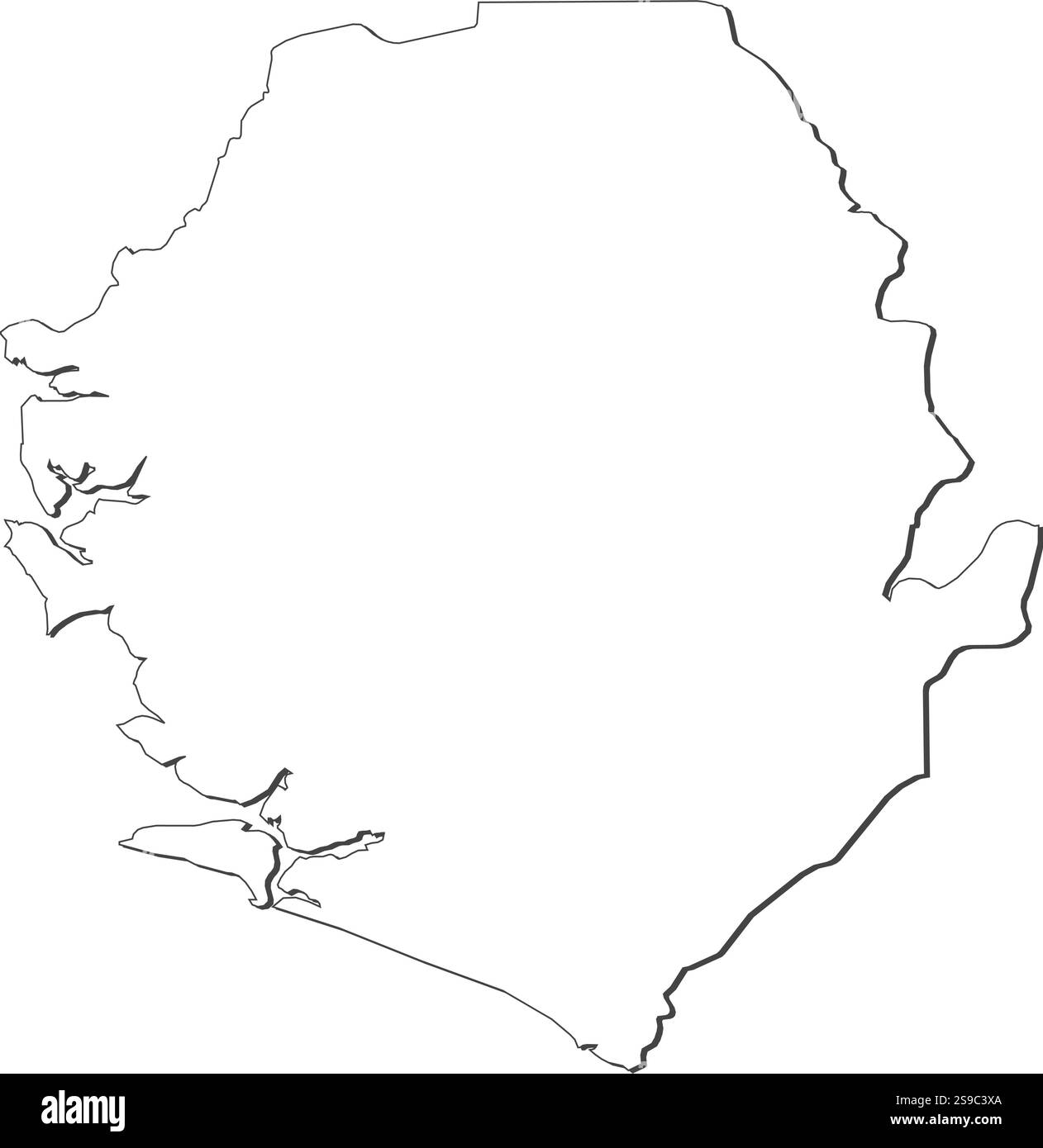 Map of Sierra Leone, contous as a black line Stock Vector Image & Art ...
