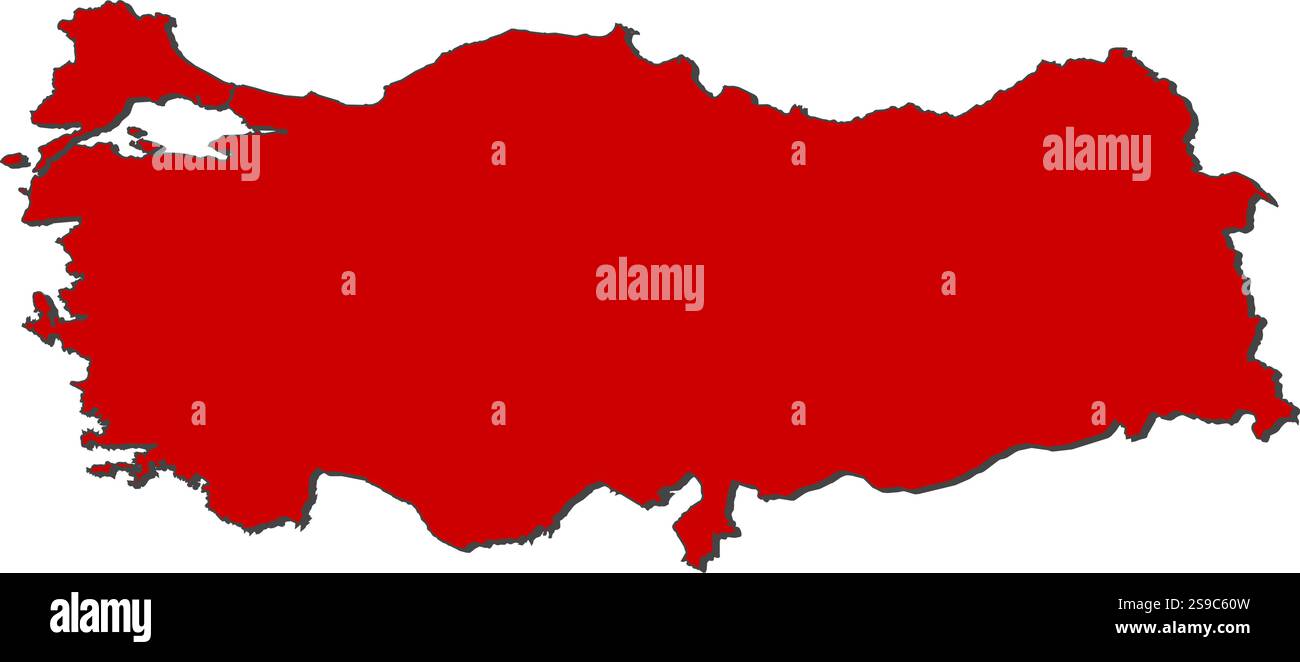 Map of Turkey with the provinces, colored in red Stock Vector Image ...