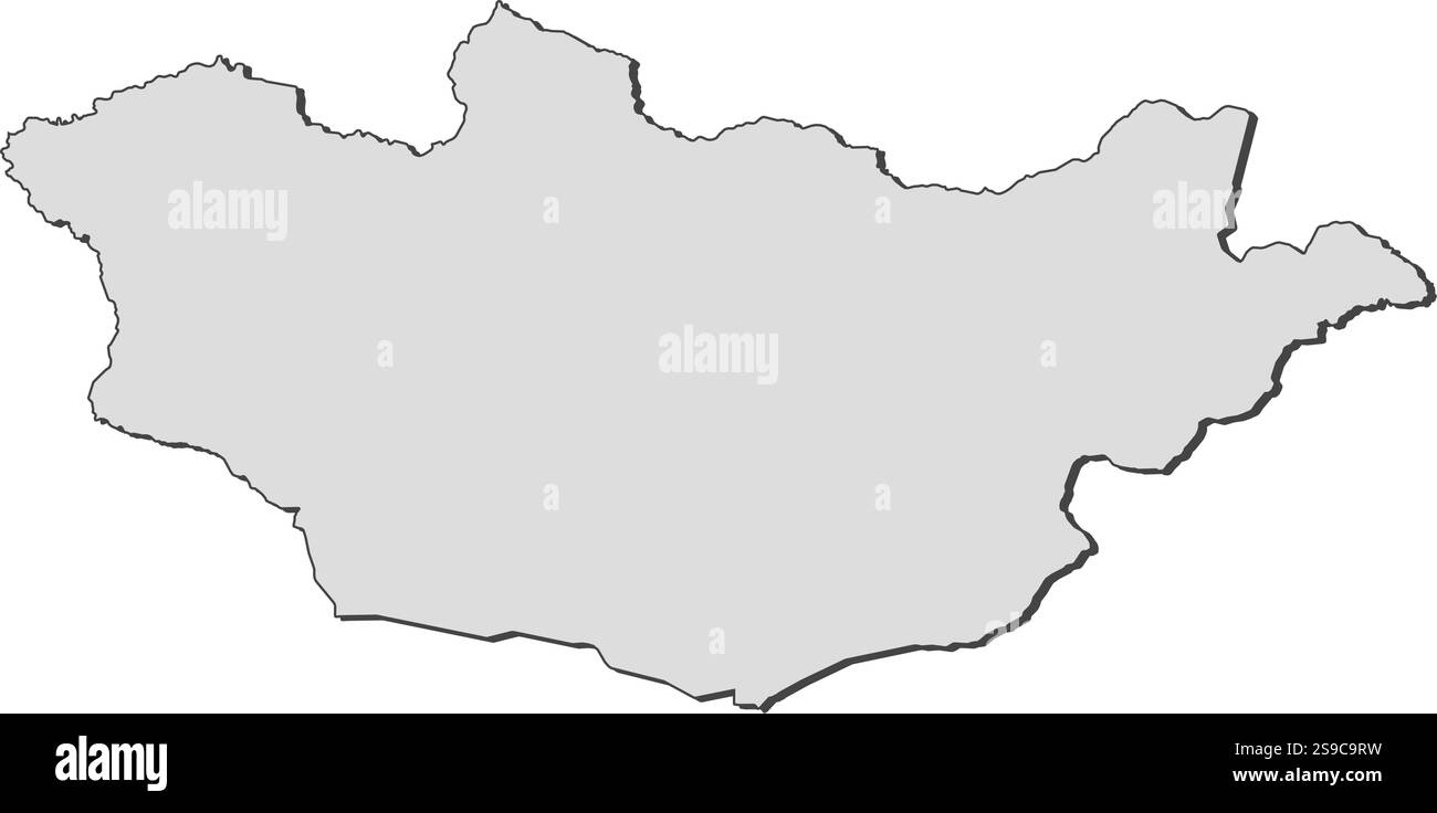 Map of Mongolia, filled in gray. Stock Vector