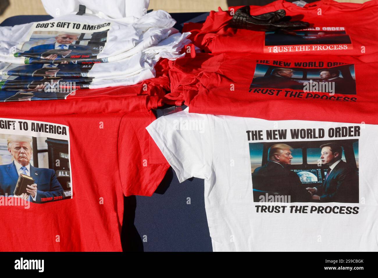 Vendors sell Donald Trump t-shirts depicting Trump and Elon Musk on ...