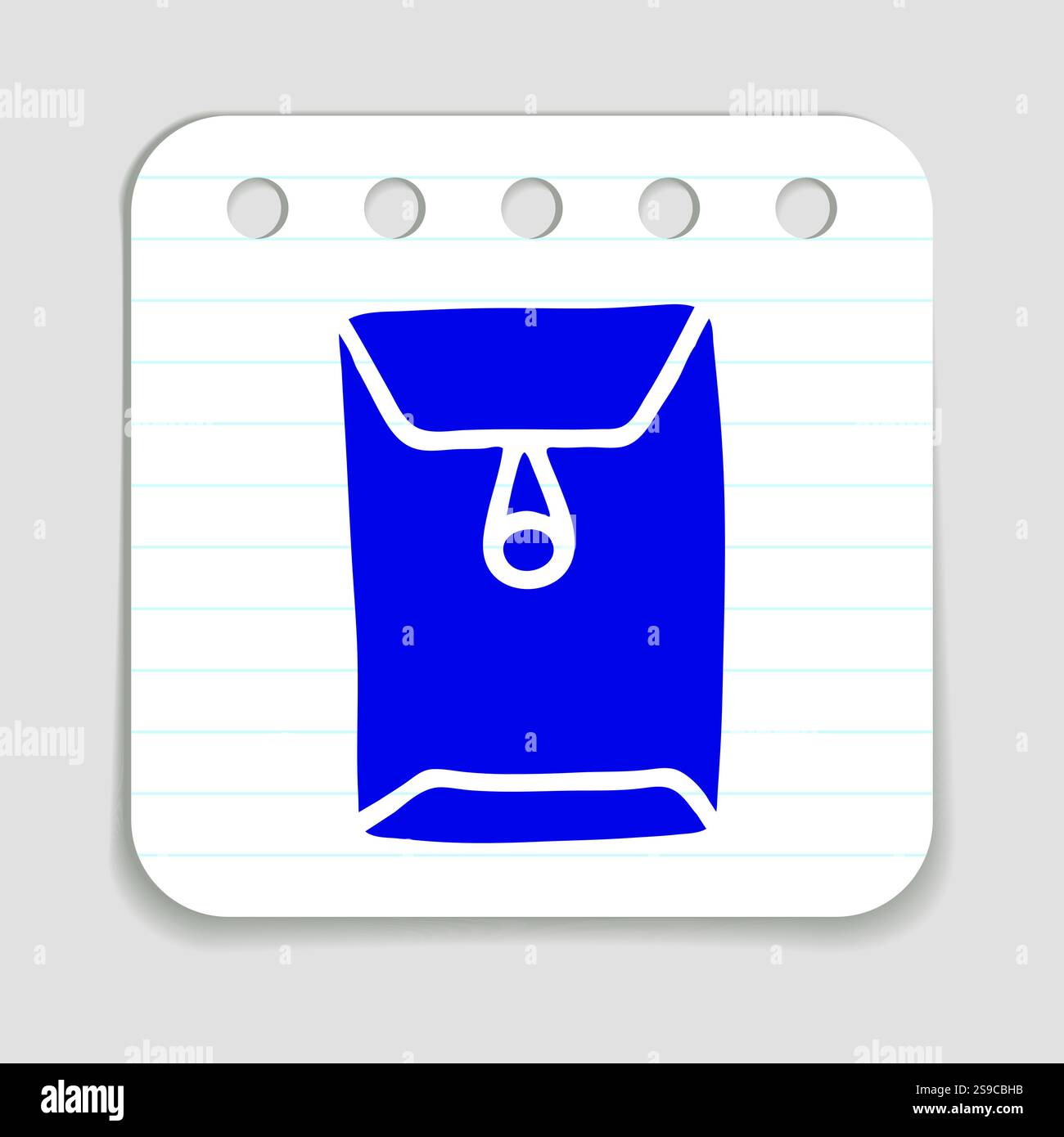 Doodle letter, open end button string envelope icon or logo, hand drawn ...
