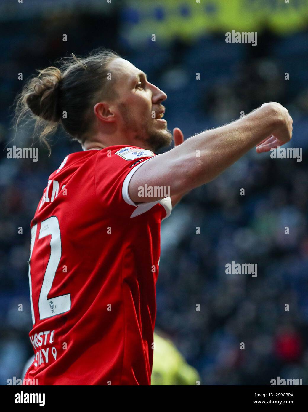 Luke Ayling of Middlesbrough riling up away fans to be louder during ...