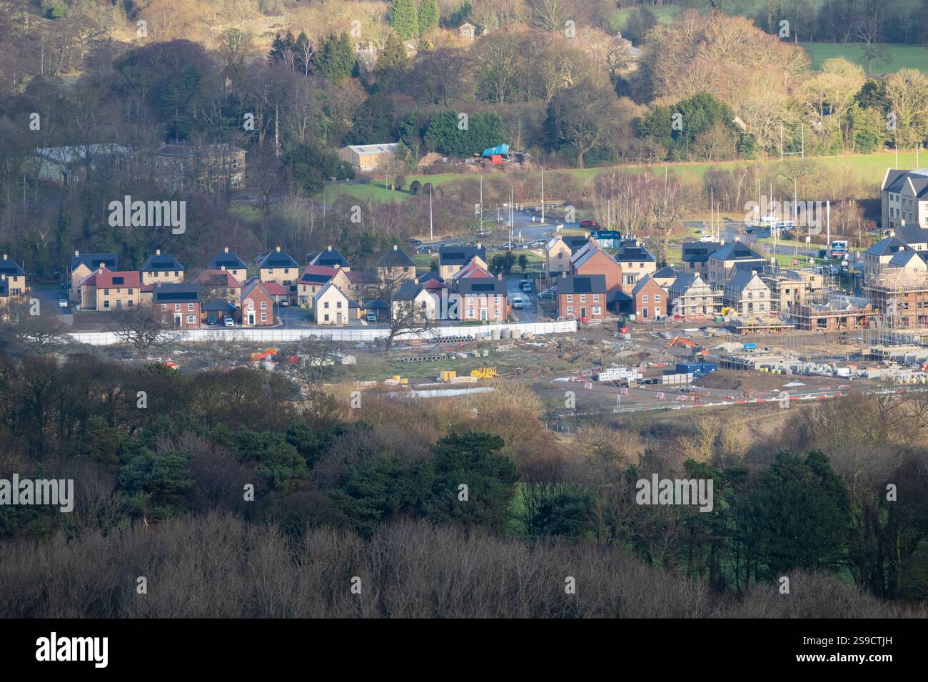 Controversial green belt housing development under construction by David Wilson Homes, Burley in Wharfedale, Ilkley, West Yorkshire Stock Photo