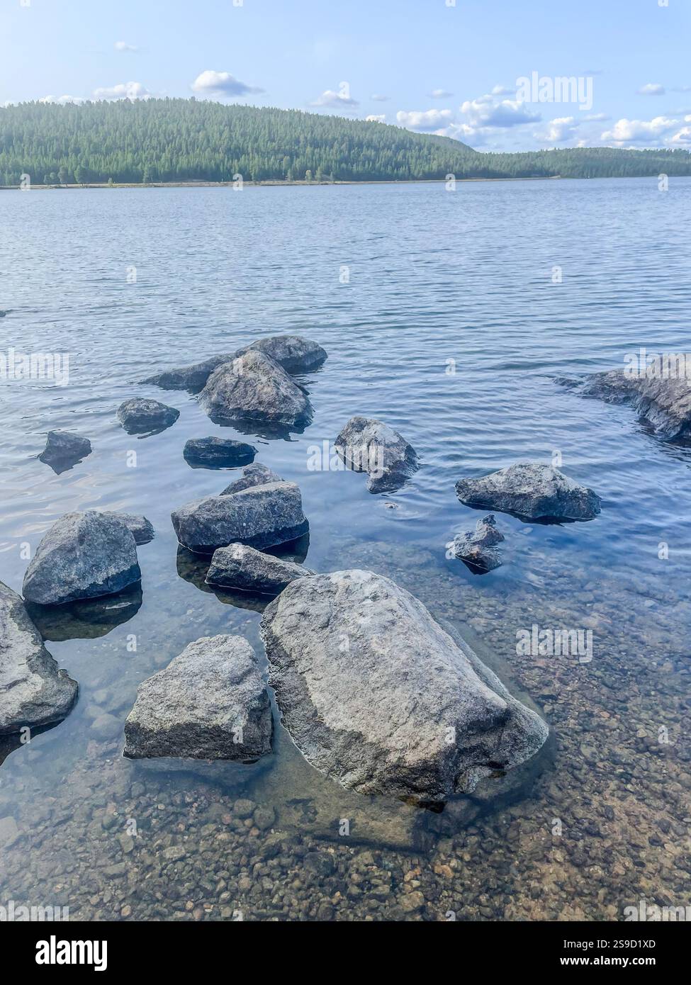 Summer serenity at Lake Inari – where endless daylight meets pristine Nordic beauty - Smartphone Captured Stock Image