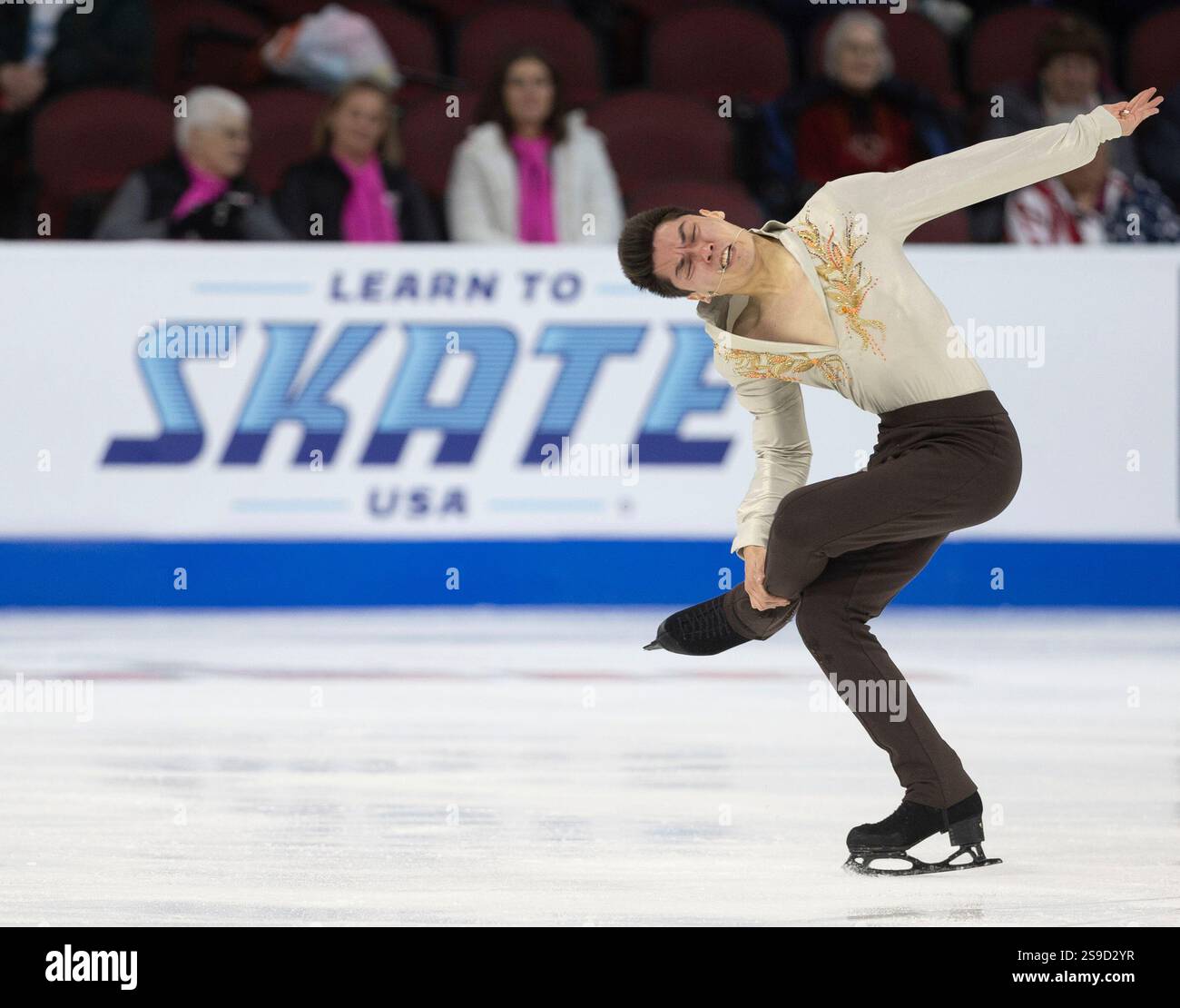 Camden Pulkinen performs during the men's short program competition at