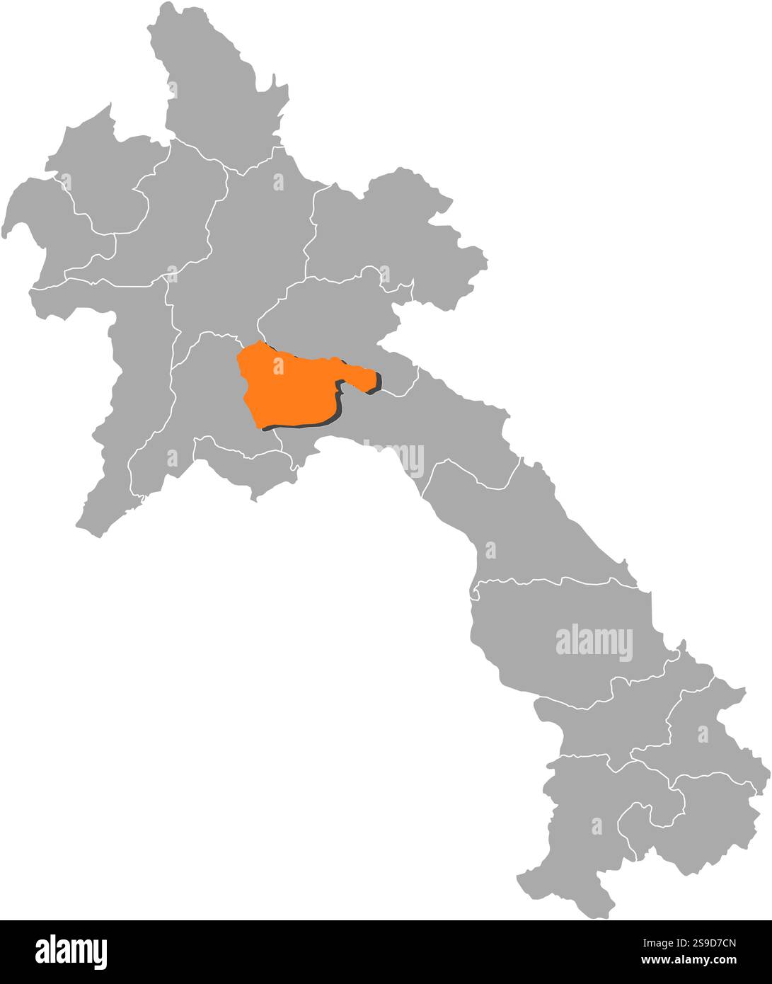 Map Of Laos With The Provinces Xaisomboun Is Highlighted By Orange Map Of Laos With The Provinces Xaisomboun Is Highlighted By Orange