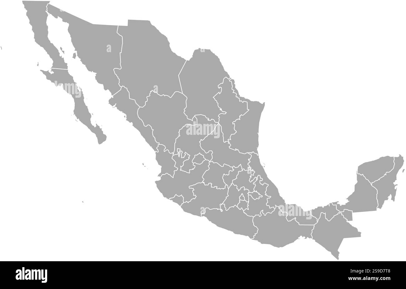 Map of Mexico with the provinces Stock Vector Image & Art - Alamy