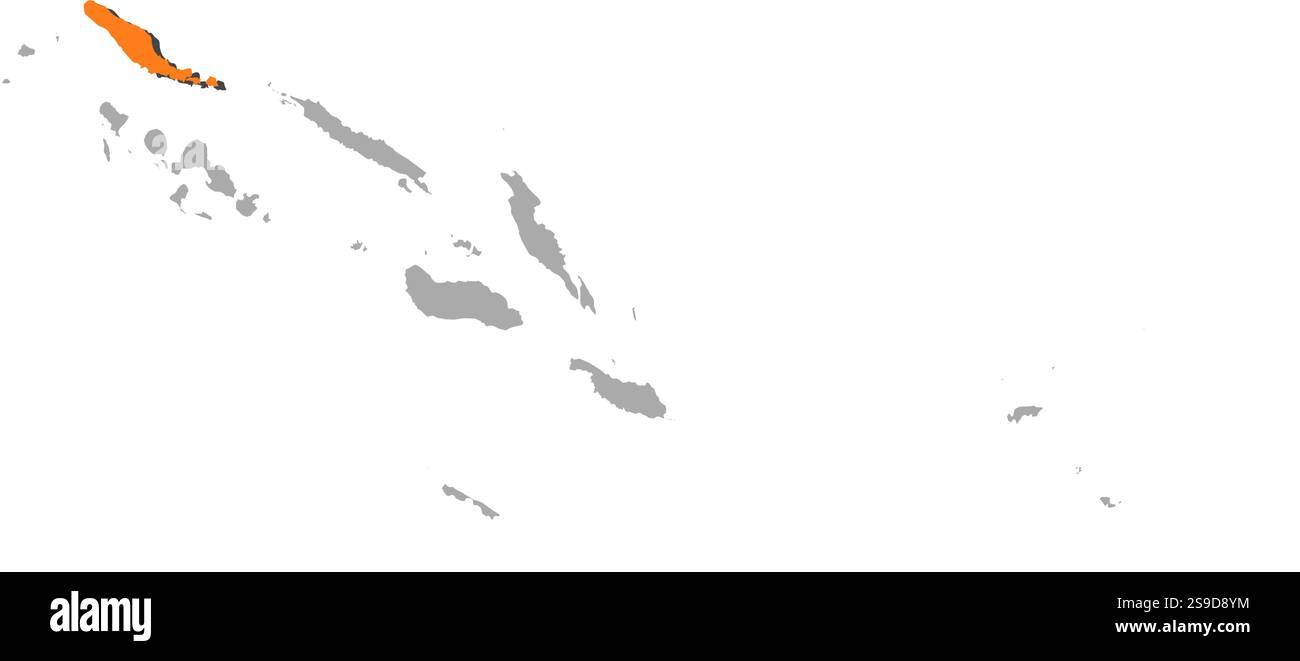 Map of Solomon Islands with the provinces, Choiseul is highlighted by ...