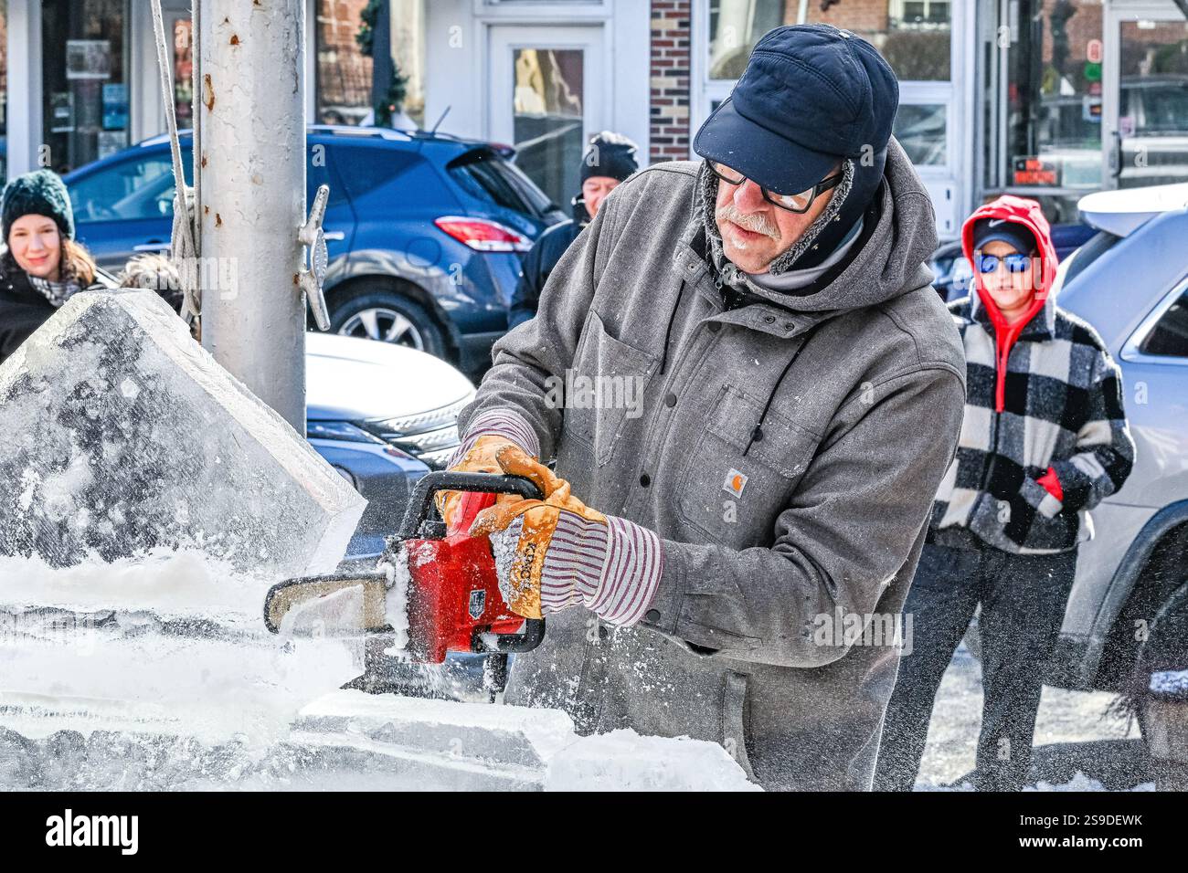 25th January, 2025 - Media, PA, USA - Master ice sculpter Peter Slavin ...