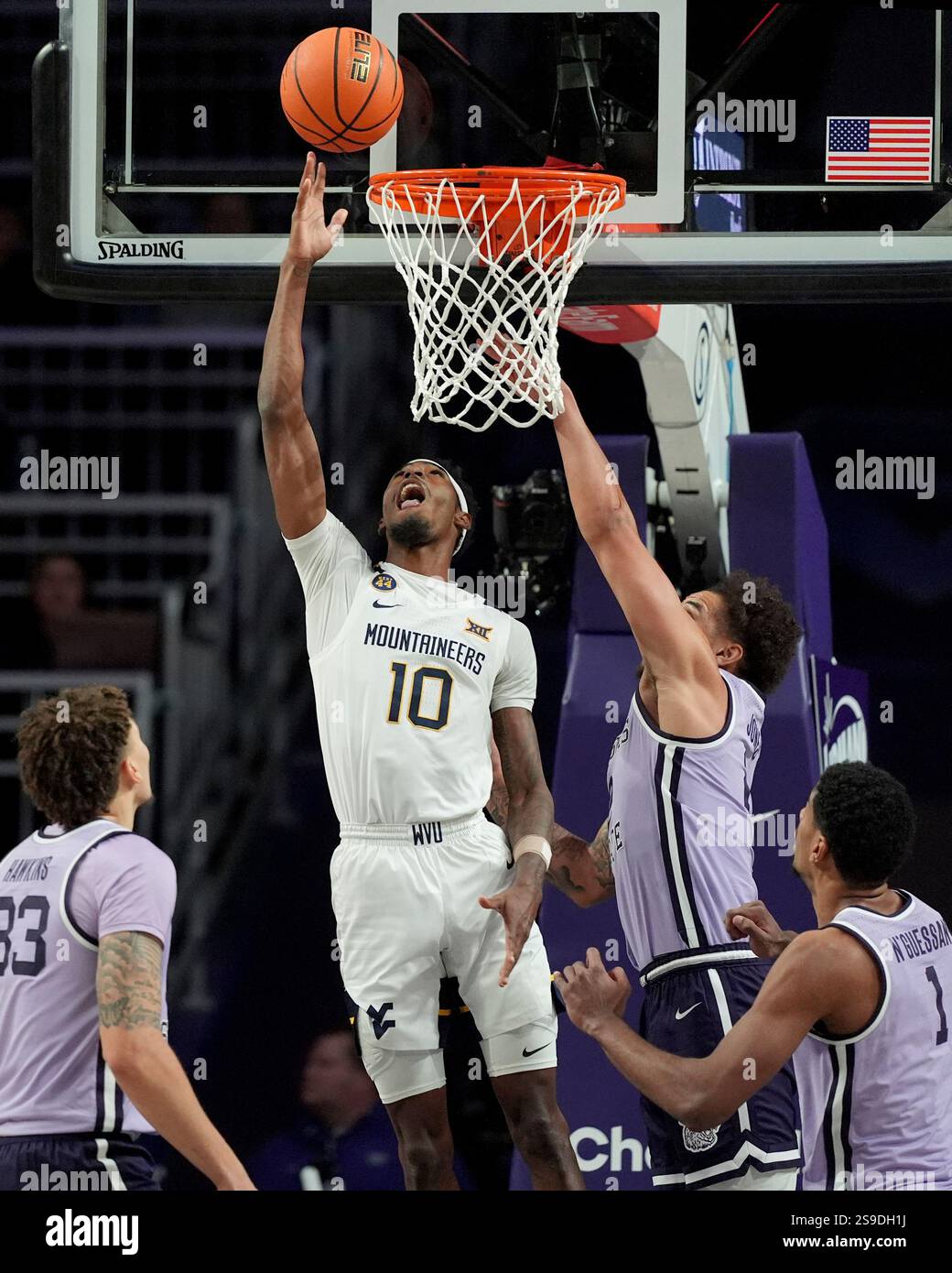 West Virginia guard Sencire Harris (10) puts up a shot during the ...