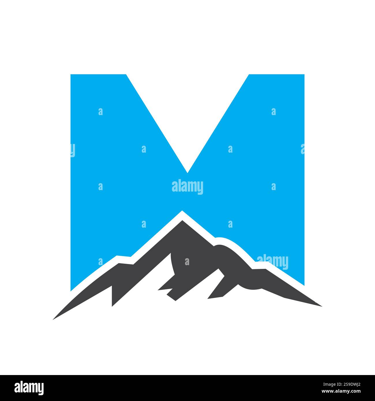 Initial Monogram Letter M Mountain Logo. Explore Mountain Adventure Symbol Stock Vector
