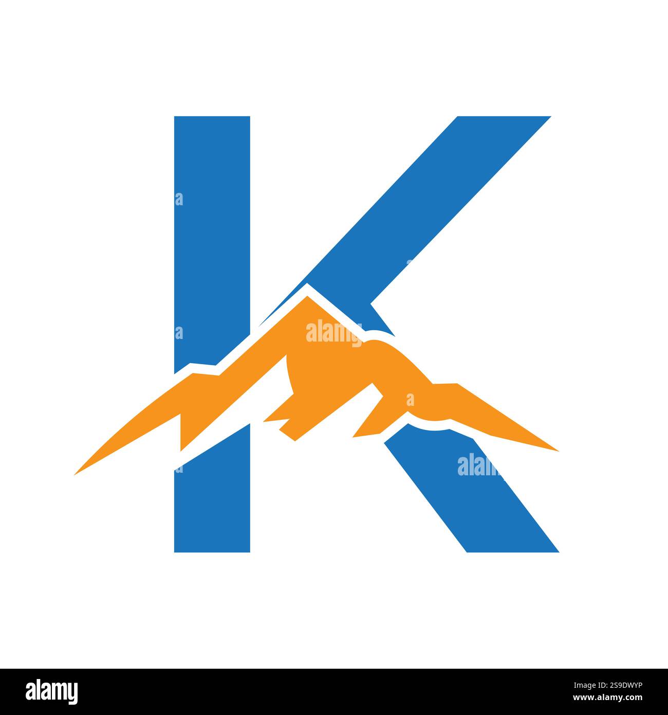 Initial Monogram Letter K Mountain Logo. Explore Mountain Adventure Symbol Stock Vector
