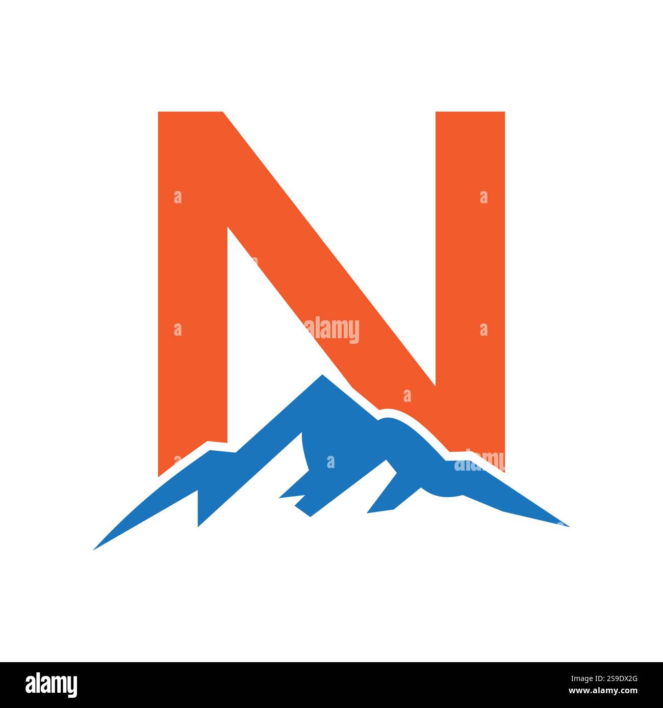 Initial Monogram Letter N Mountain Logo. Explore Mountain Adventure Symbol Stock Vector