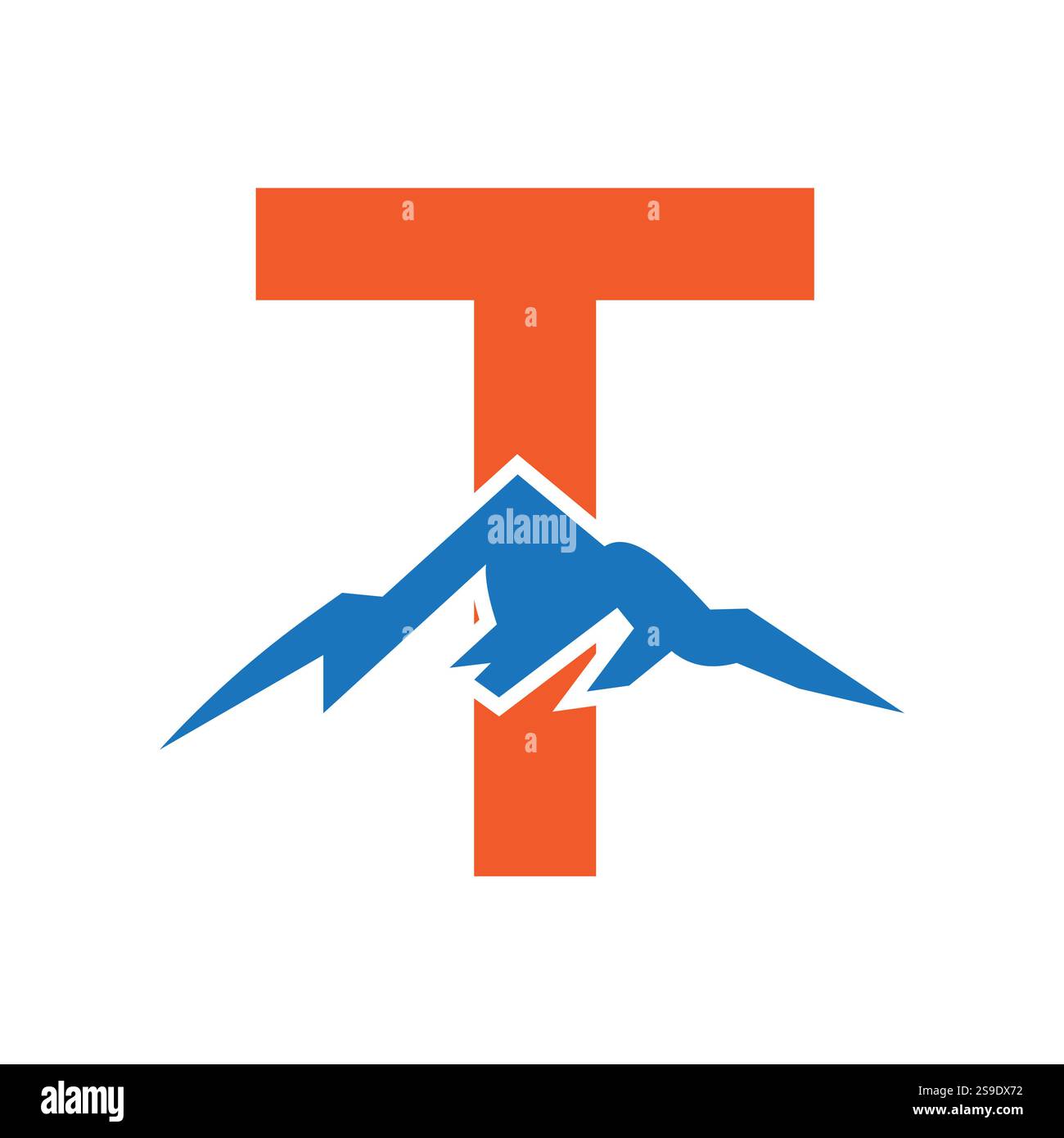 Initial Monogram Letter T Mountain Logo. Explore Mountain Adventure Symbol Stock Vector