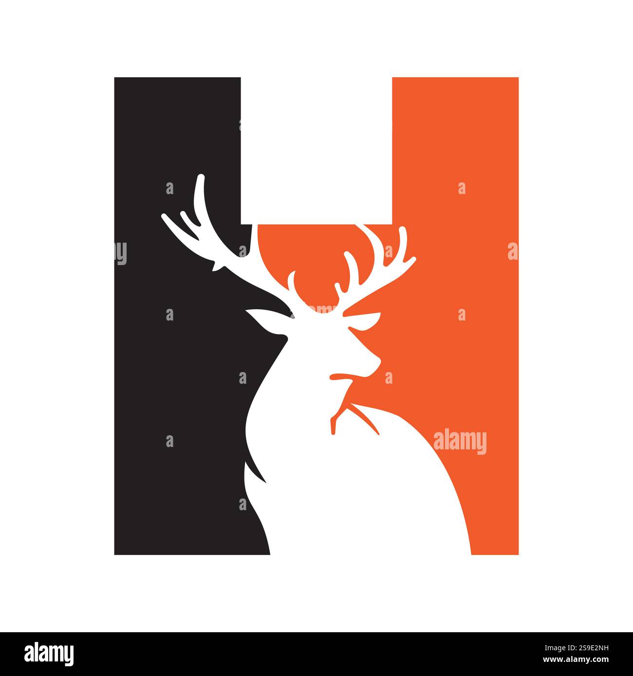 Initial Monogram Letter H Deer Logo Design Vector Template Stock Vector