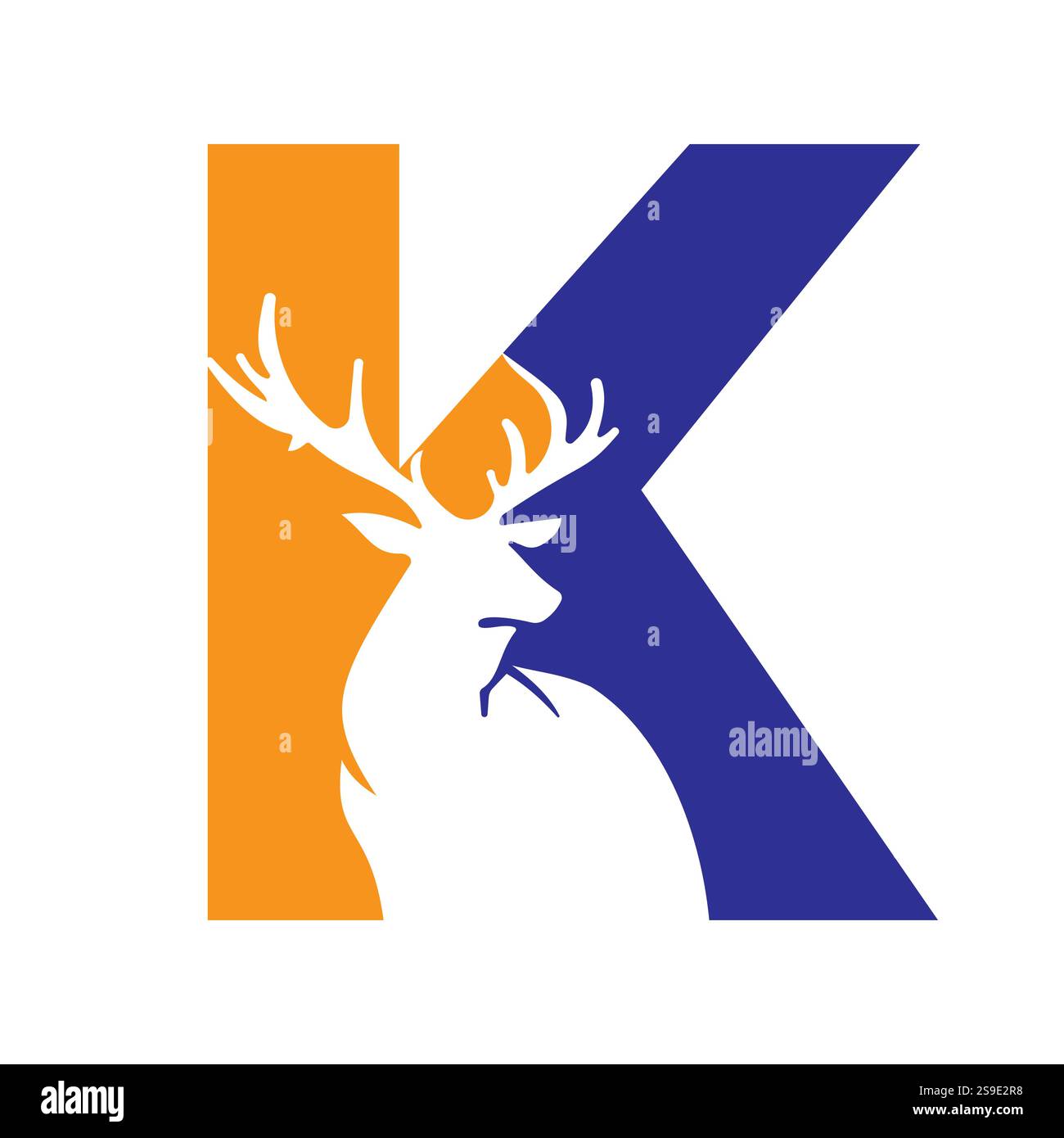 Initial Monogram Letter K Deer Logo Design Vector Template Stock Vector