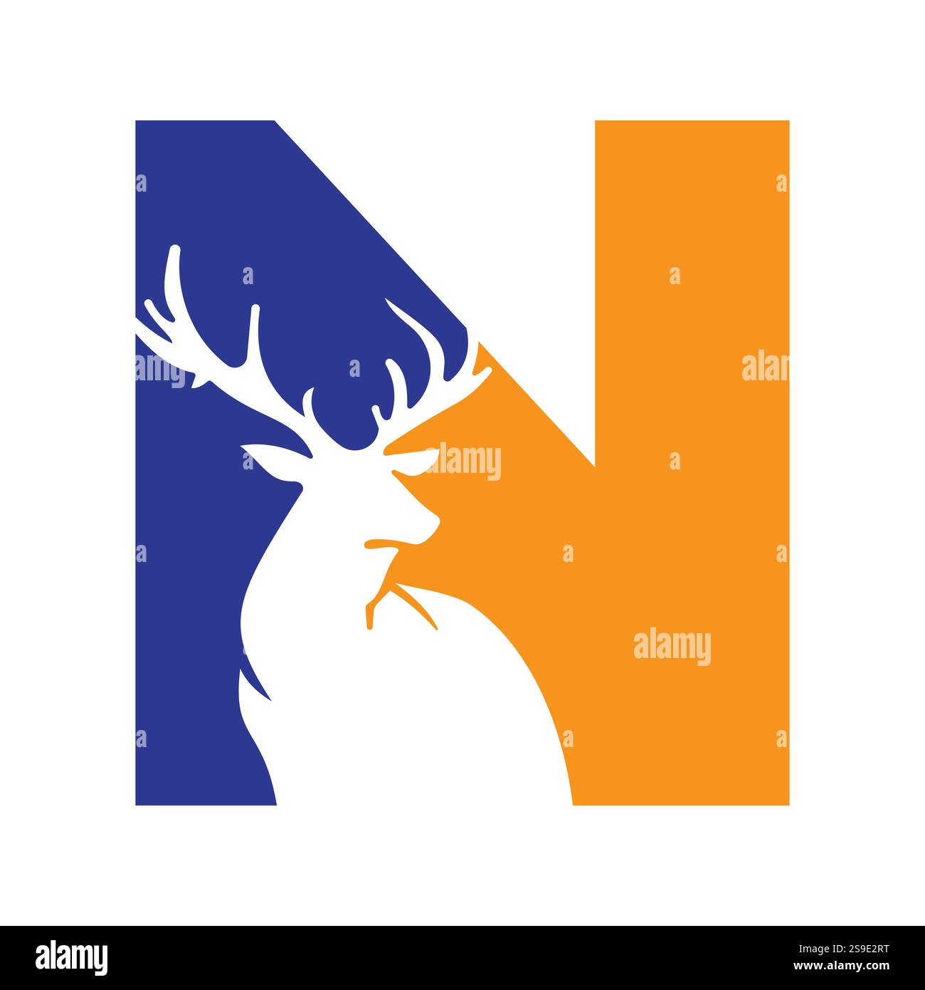 Initial Monogram Letter N Deer Logo Design Vector Template Stock Vector