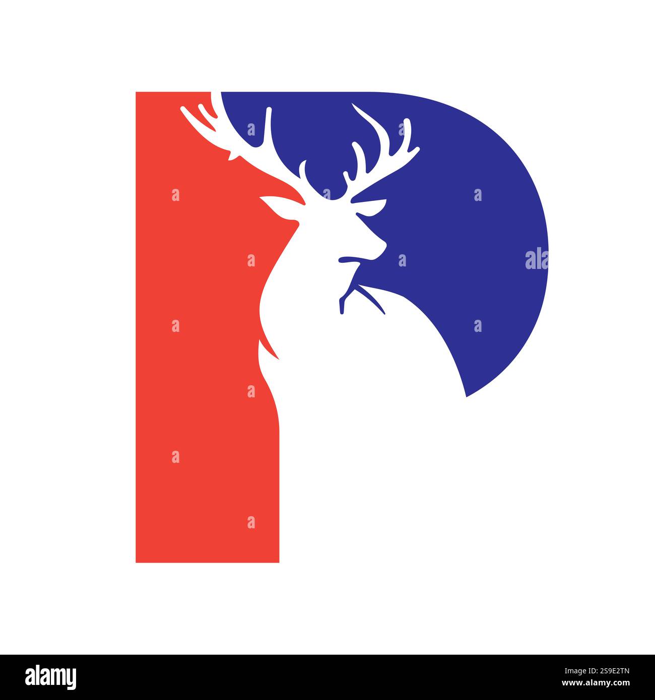 Initial Monogram Letter P Deer Logo Design Vector Template Stock Vector
