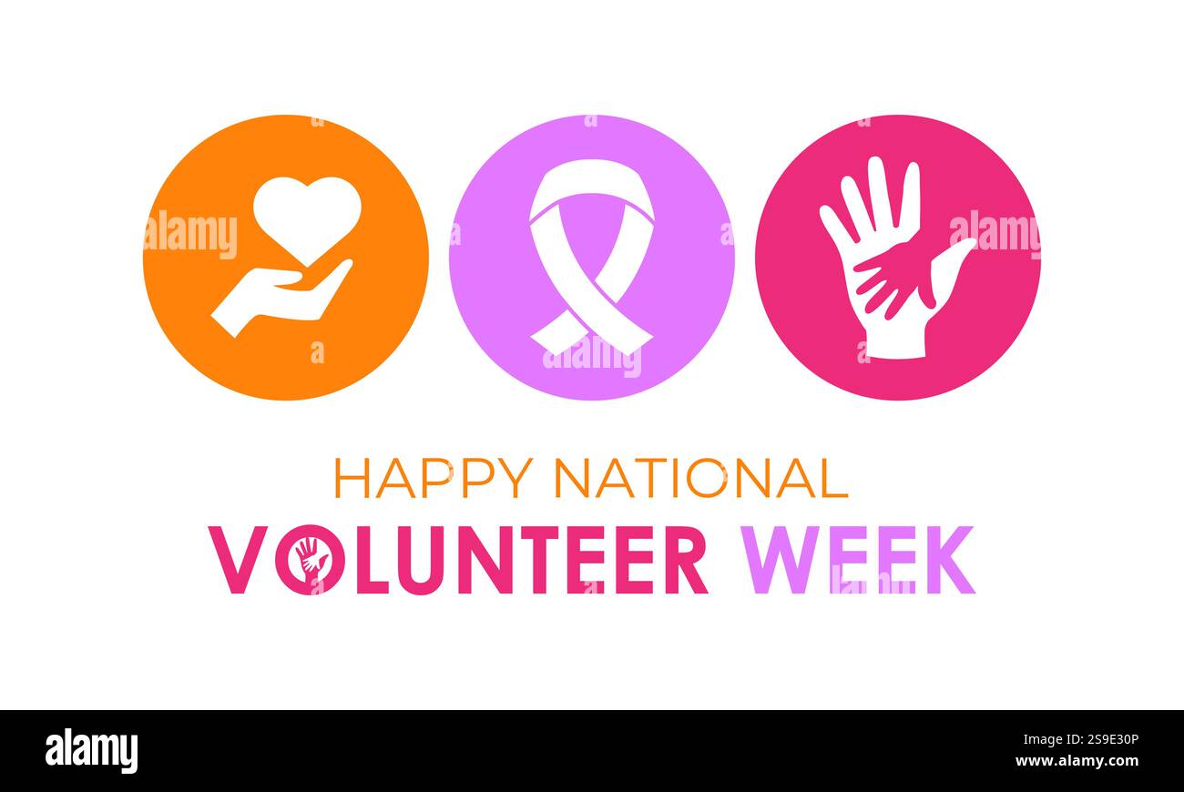 Vector illustration on the theme of national volunteer Week. A chance ...