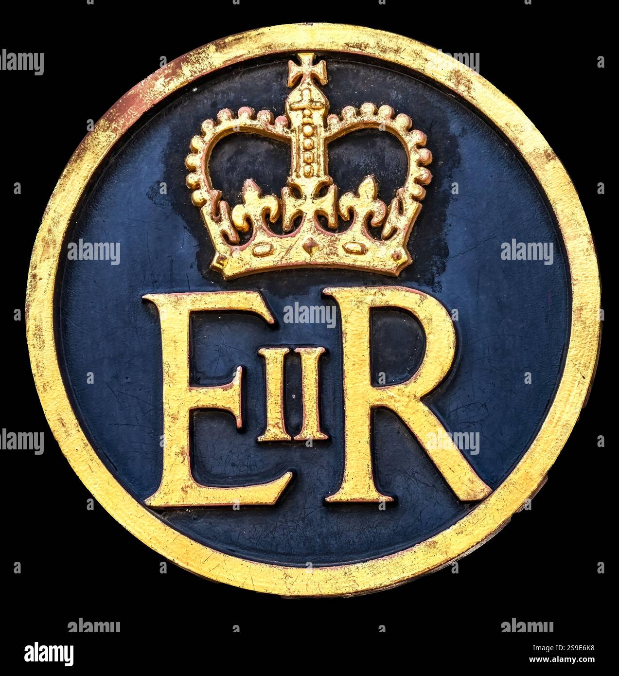 Queen Elizabeth II Symbol Tower of London London England. .Tower castle ...