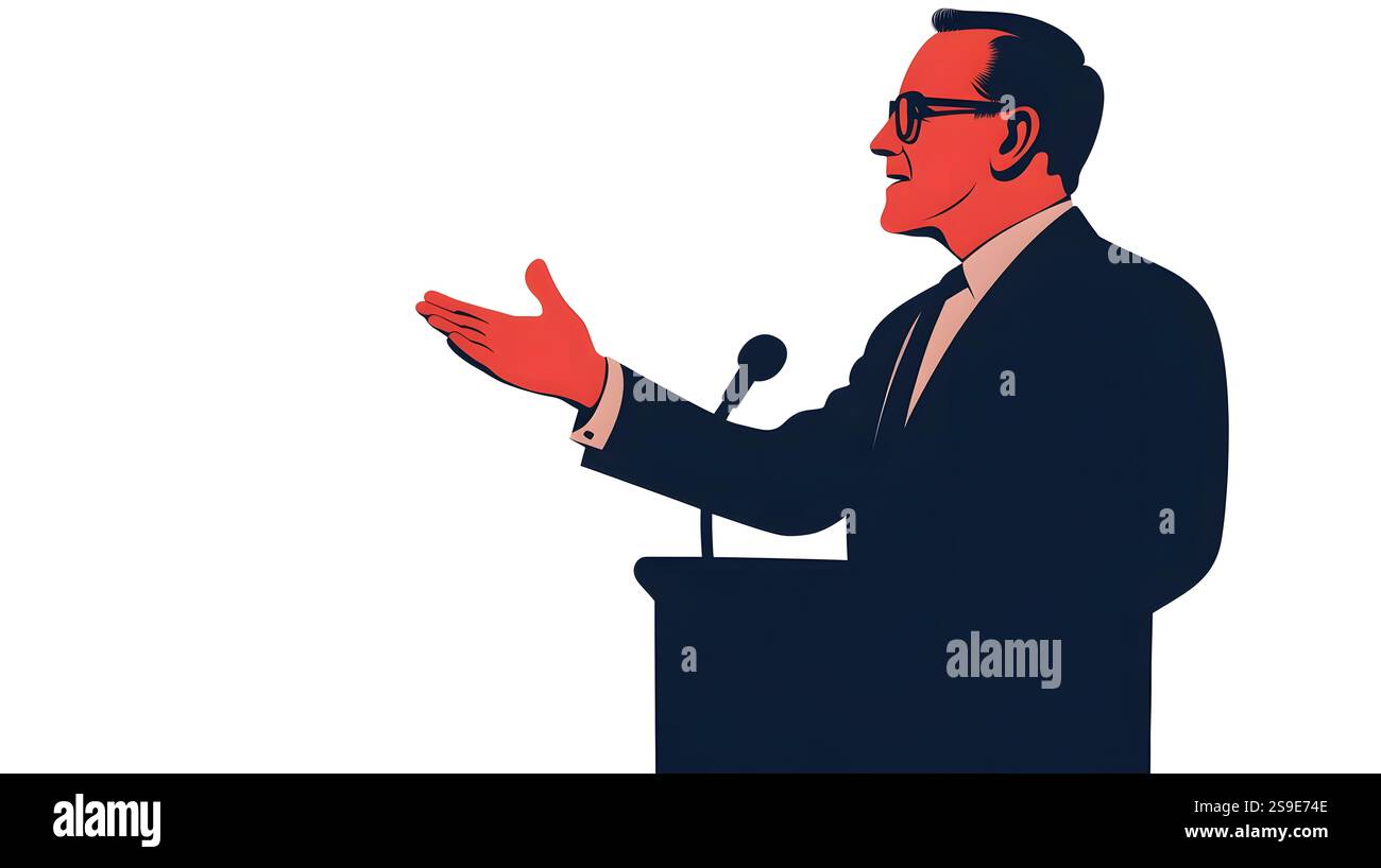 Experienced and Seasoned Political Leader or Statesman Delivering a ...