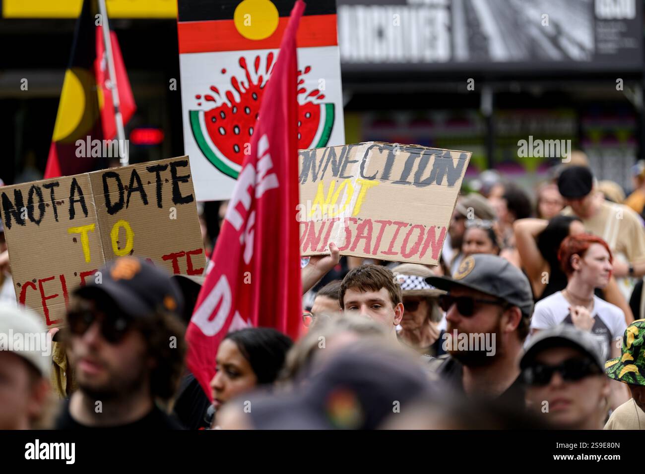 People march during an Invasion Day rally in Sydney, Sunday, January 26 ...