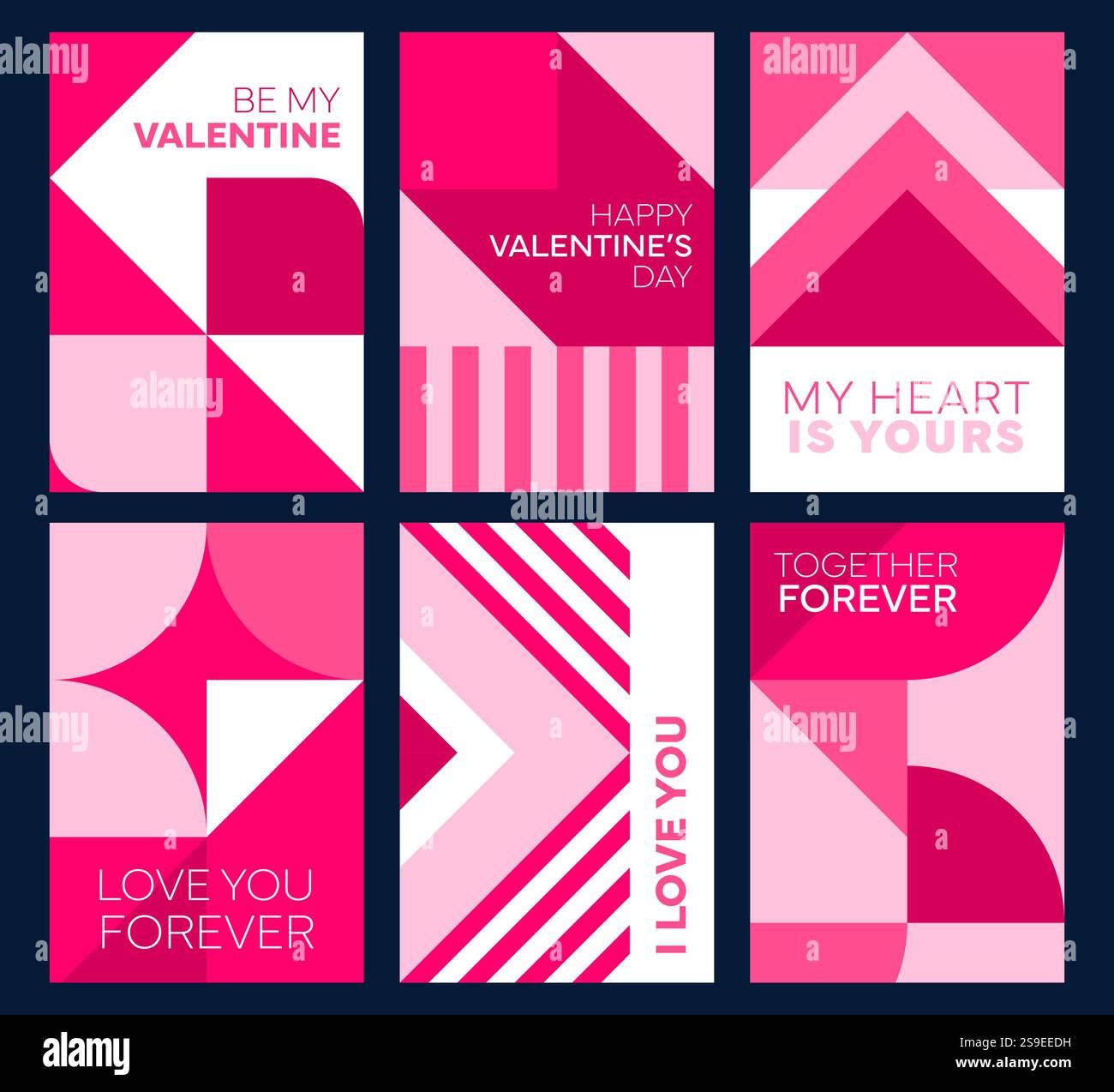 Valentines day posters with abstract geometric shapes and patterns in ...