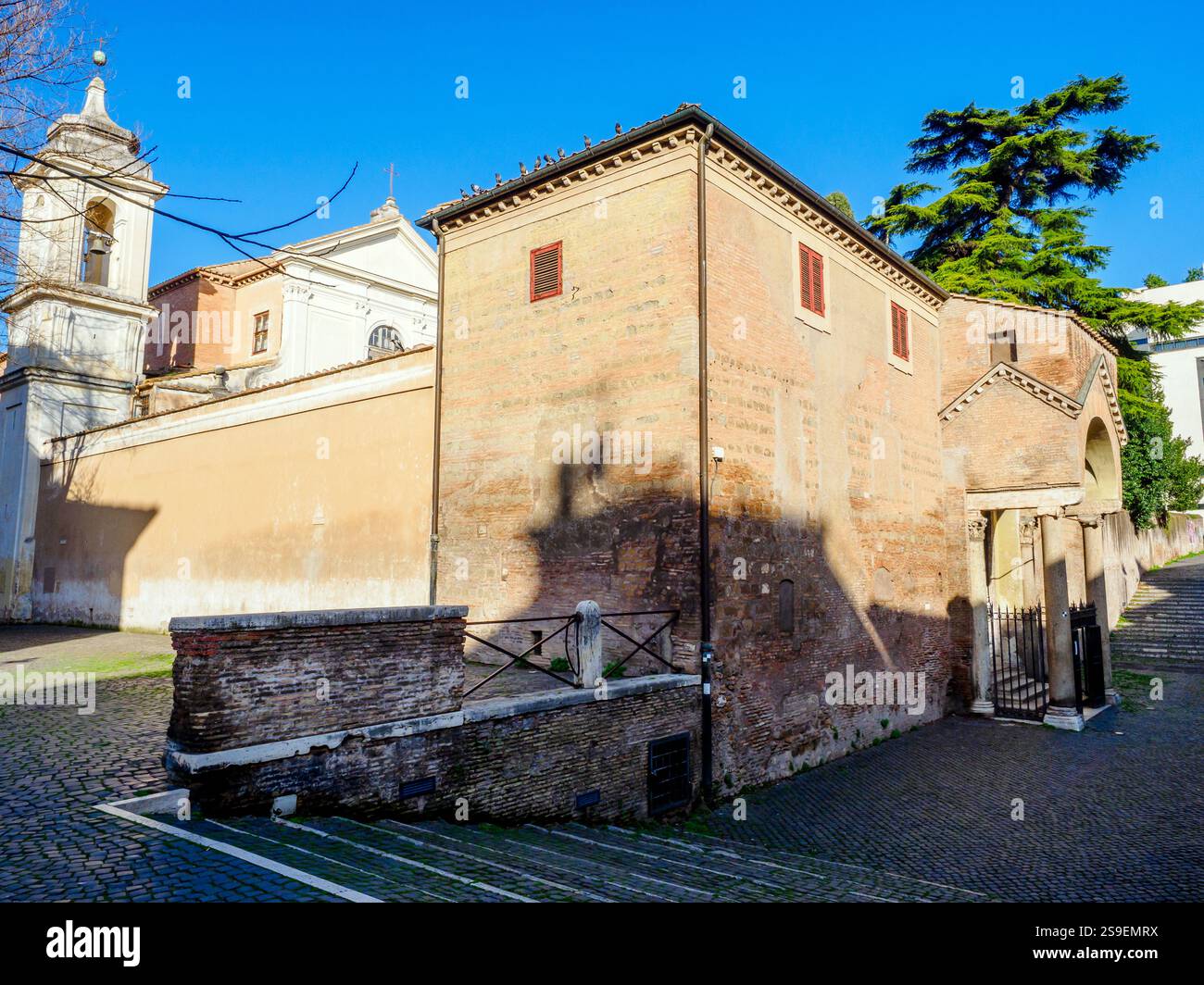 The medieval prothyrum of the basilica - Basilica di San Clemente al Laterano - Rome, Italy Stock Photo