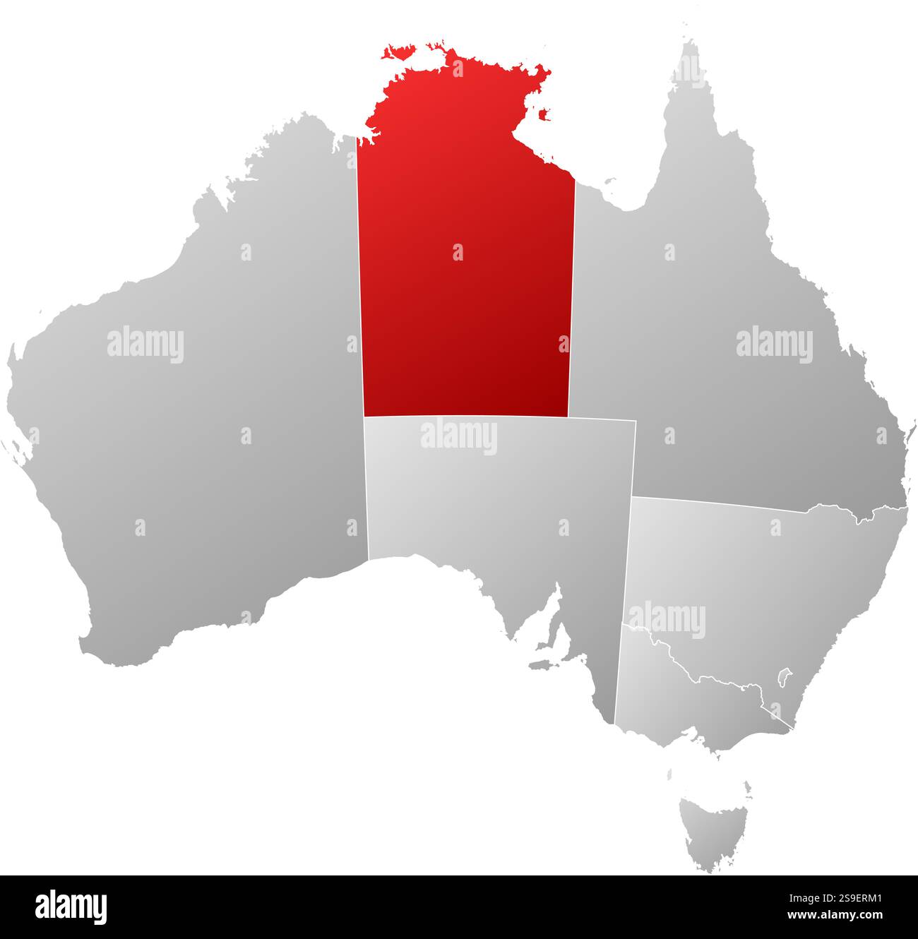 Map of Australia with the provinces, filled with a linear gradient ...