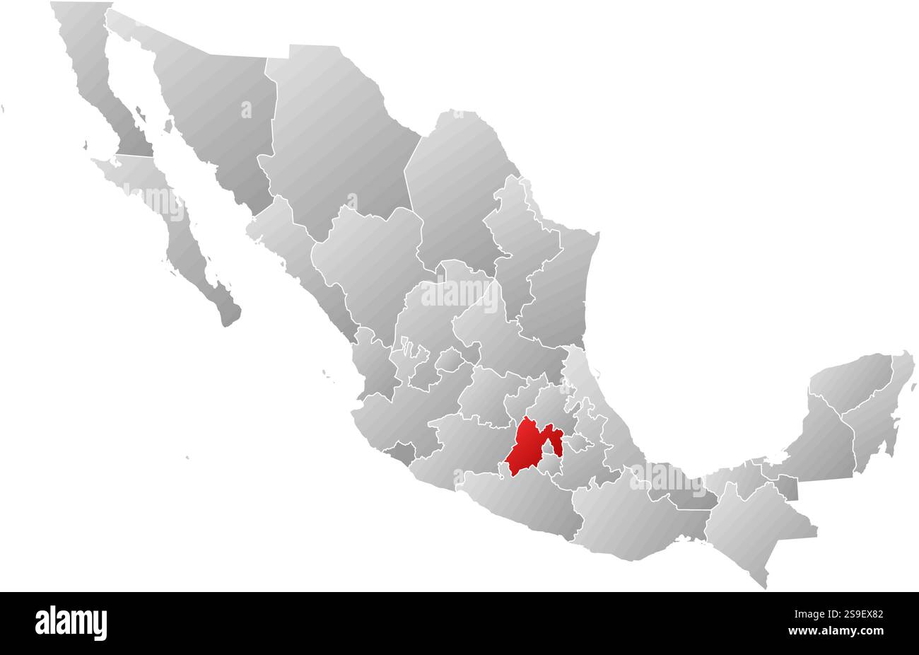 Map of Mexico with the provinces, filled with a linear gradient, State ...