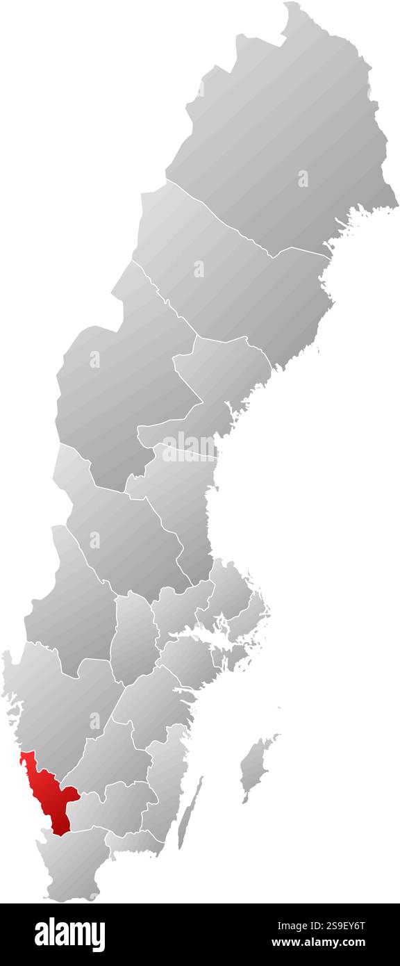 Map of Sweden with the provinces, filled with a linear gradient
