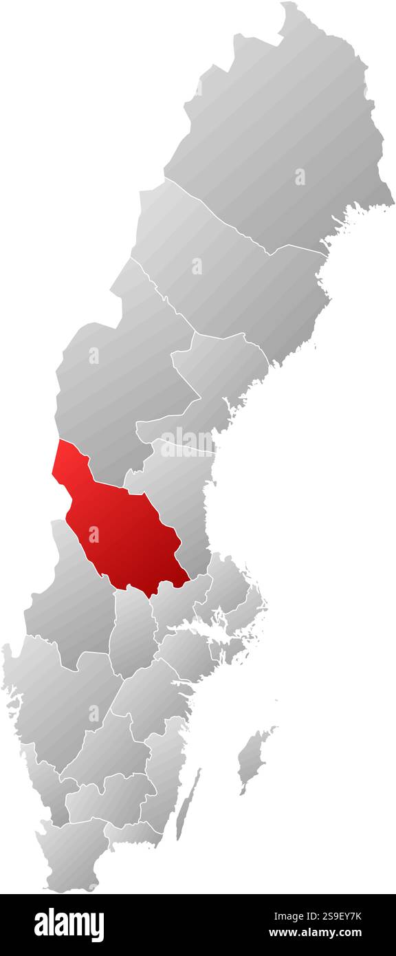 Map Of Sweden With The Provinces Filled With A Linear Gradient Map Of Sweden With The Provinces Filled With A Linear Gradient Dalarna County Is Highlighted 2S9EY7K 