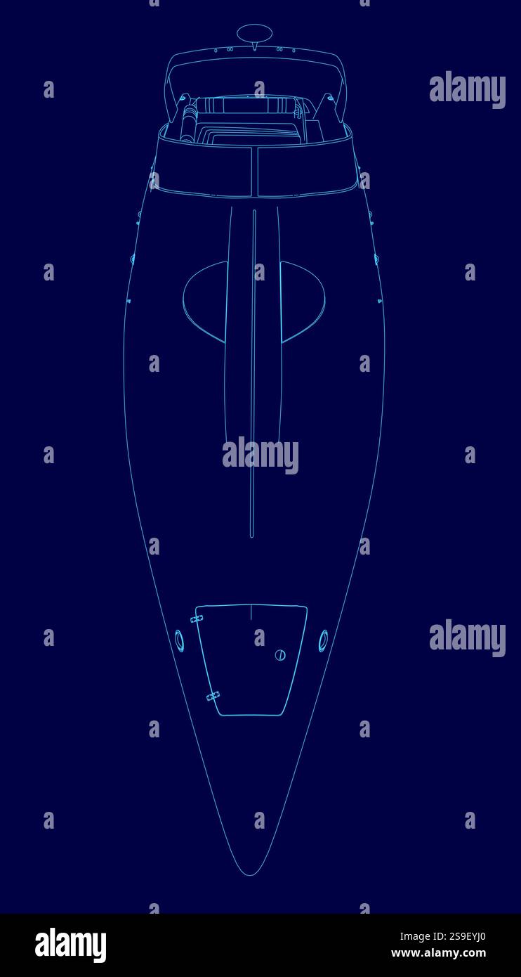 Blue image of a ship with a blue background. The ship is shown in a ...