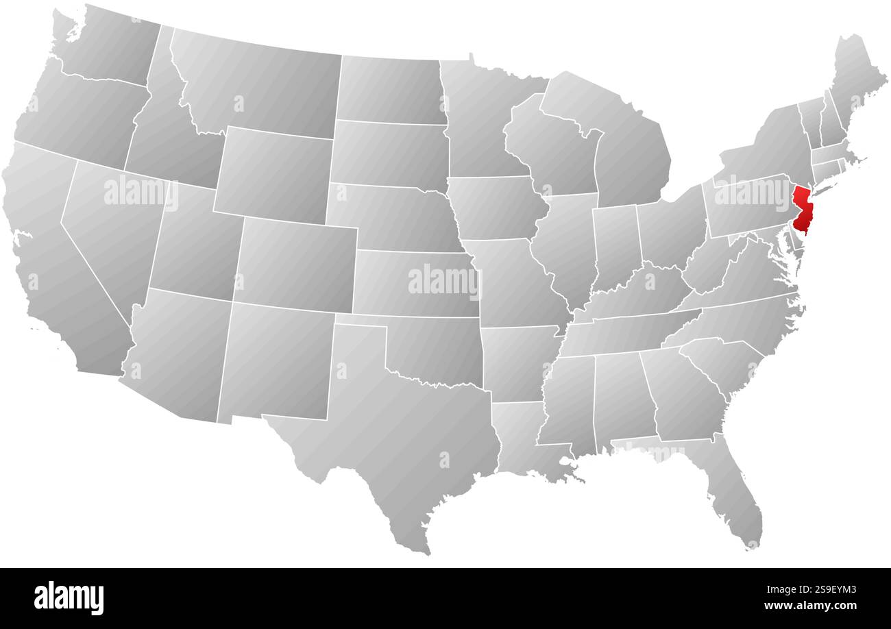 Map of United States with the provinces, filled with a linear gradient