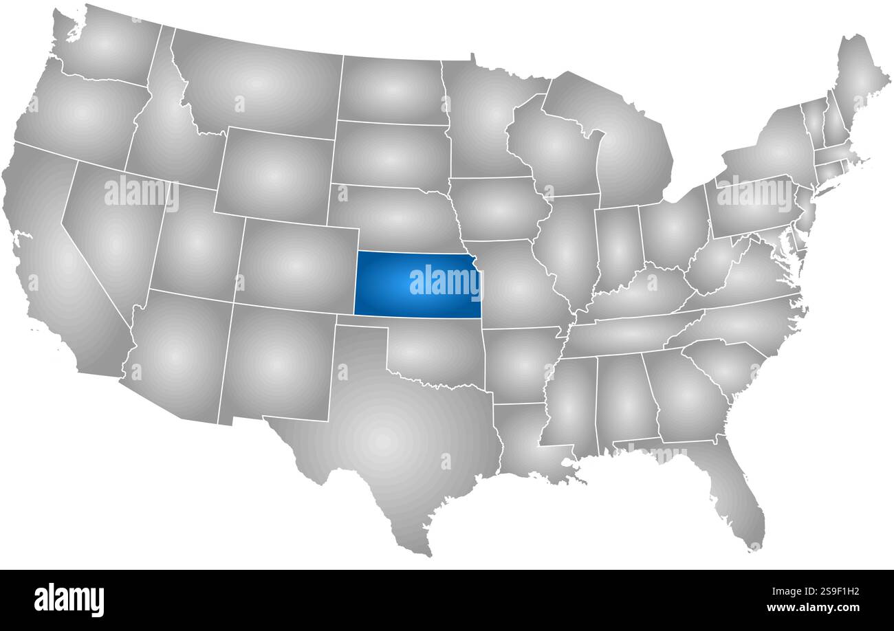 Map of United States with the provinces, filled with a radial gradient ...