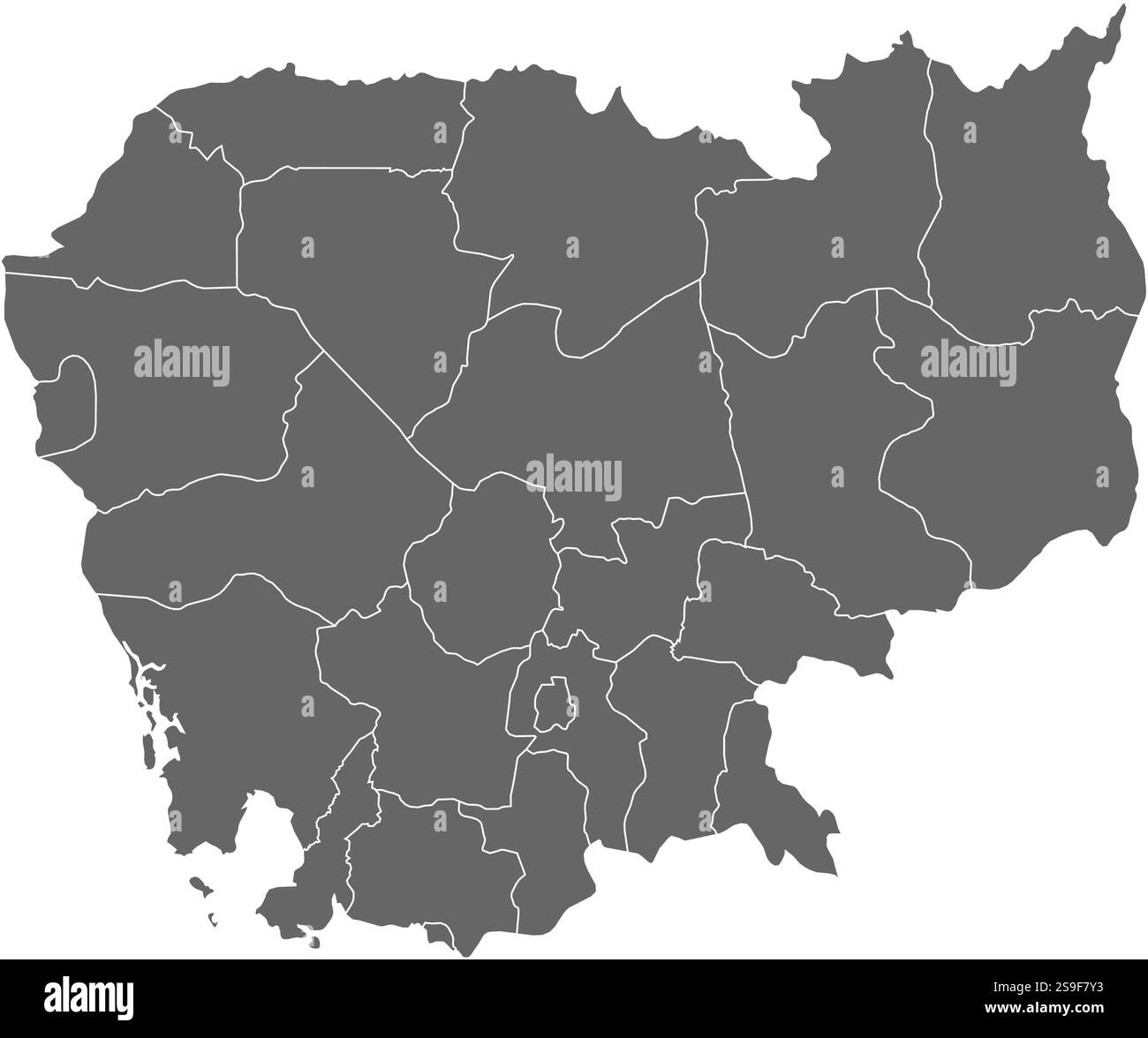 Proum Map of Cambodia as a dark area Stock Vector Image & Art - Alamy