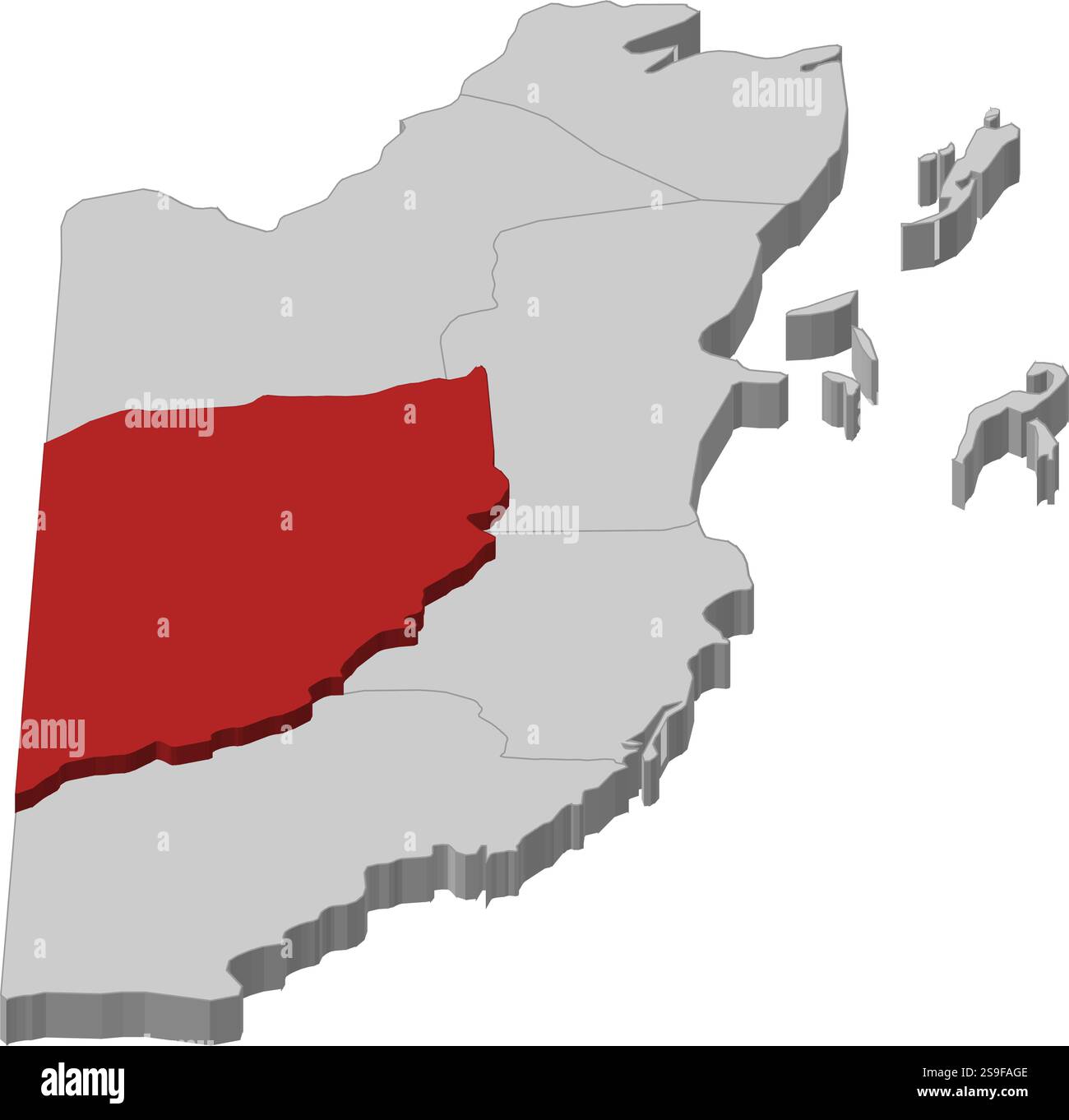 Map of Belize as a gray piece, Cayo is highlighted in red Stock Vector ...