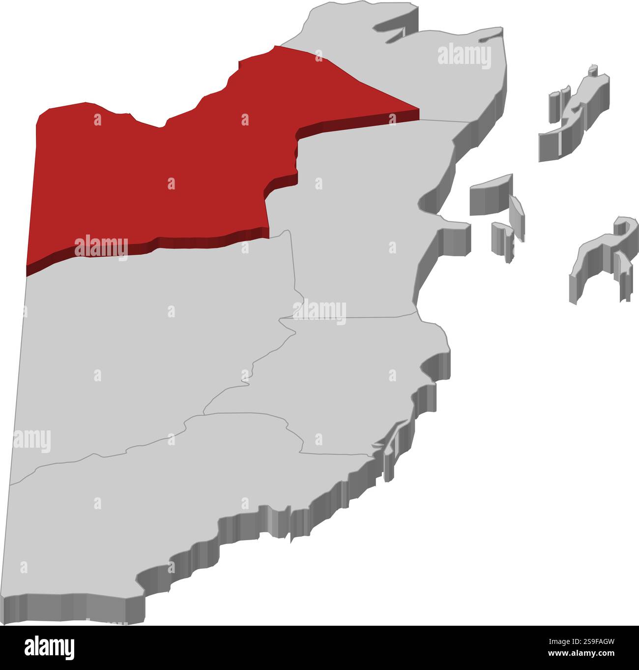 Map of Belize as a gray piece, Orange Walk is highlighted in red Stock ...