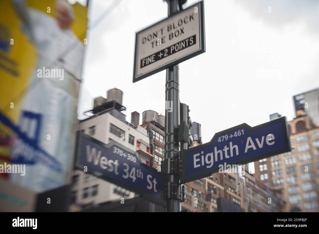 The Sign of West 34th and Eigth avenue in Midtown Manhattan, New York ...