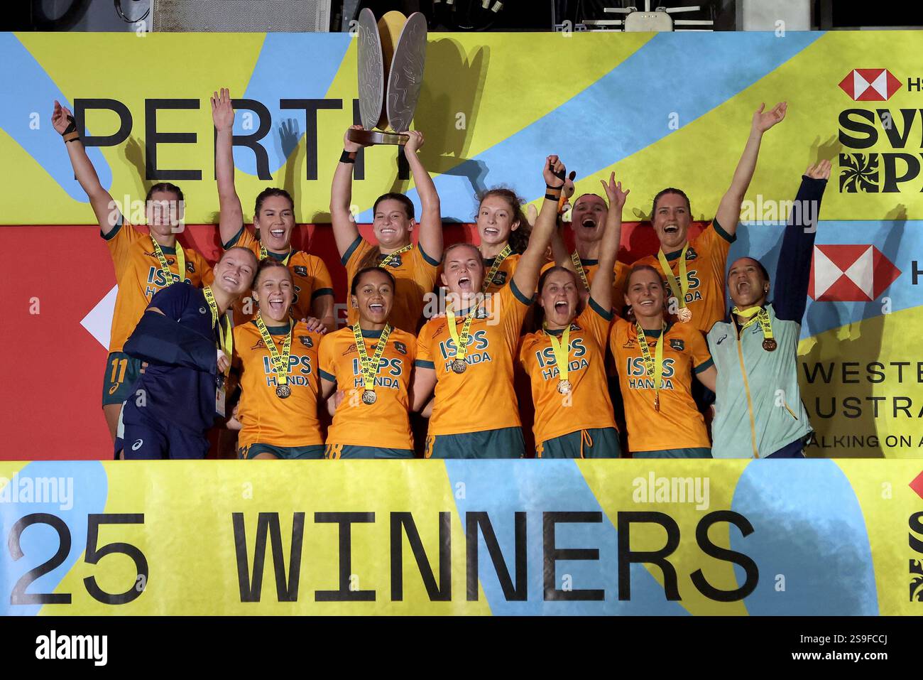 Australia celebrate after winning the cup final match between Australia