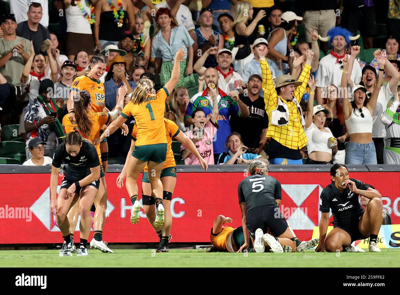 Australia celebrate after winning the cup final match between Australia