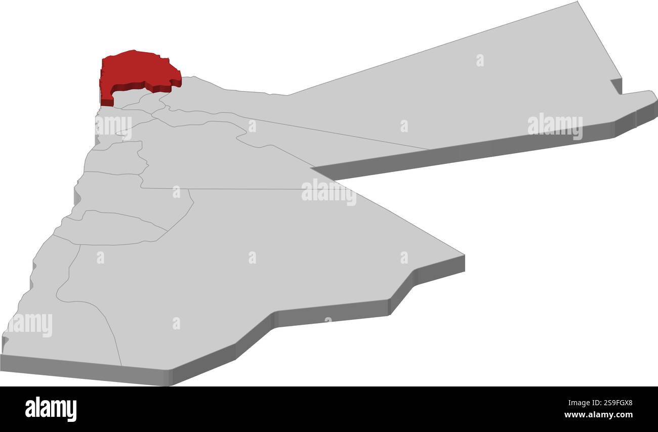 Map of Jordan as a gray piece, Irbid is highlighted in red Stock Vector ...