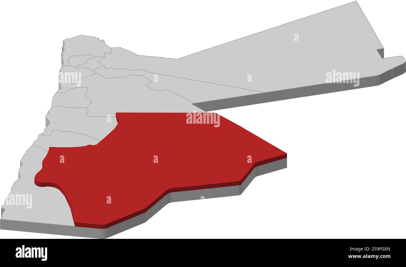 Map of Jordan as a gray piece, Ma'an is highlighted in red Stock Vector ...