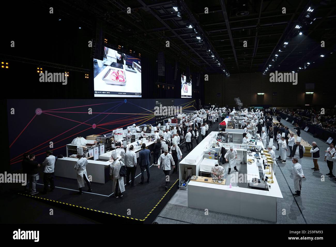 Chefs prepare food during the final of the "Bocuse d'Or" (Golden Bocuse