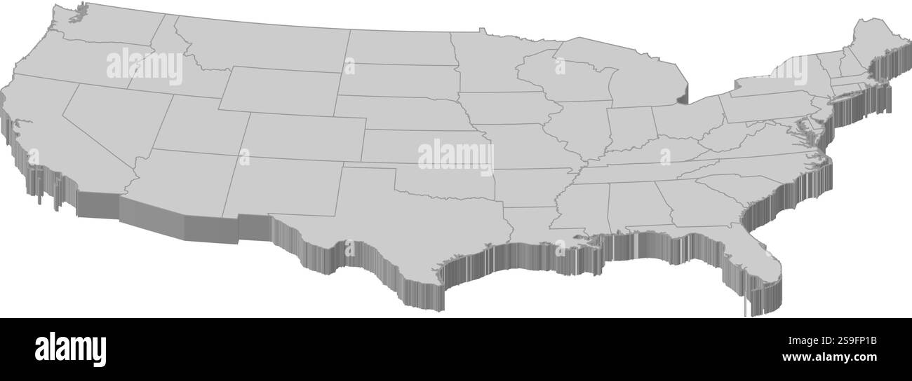 Map of United States as a gray piece Stock Vector Image & Art - Alamy
