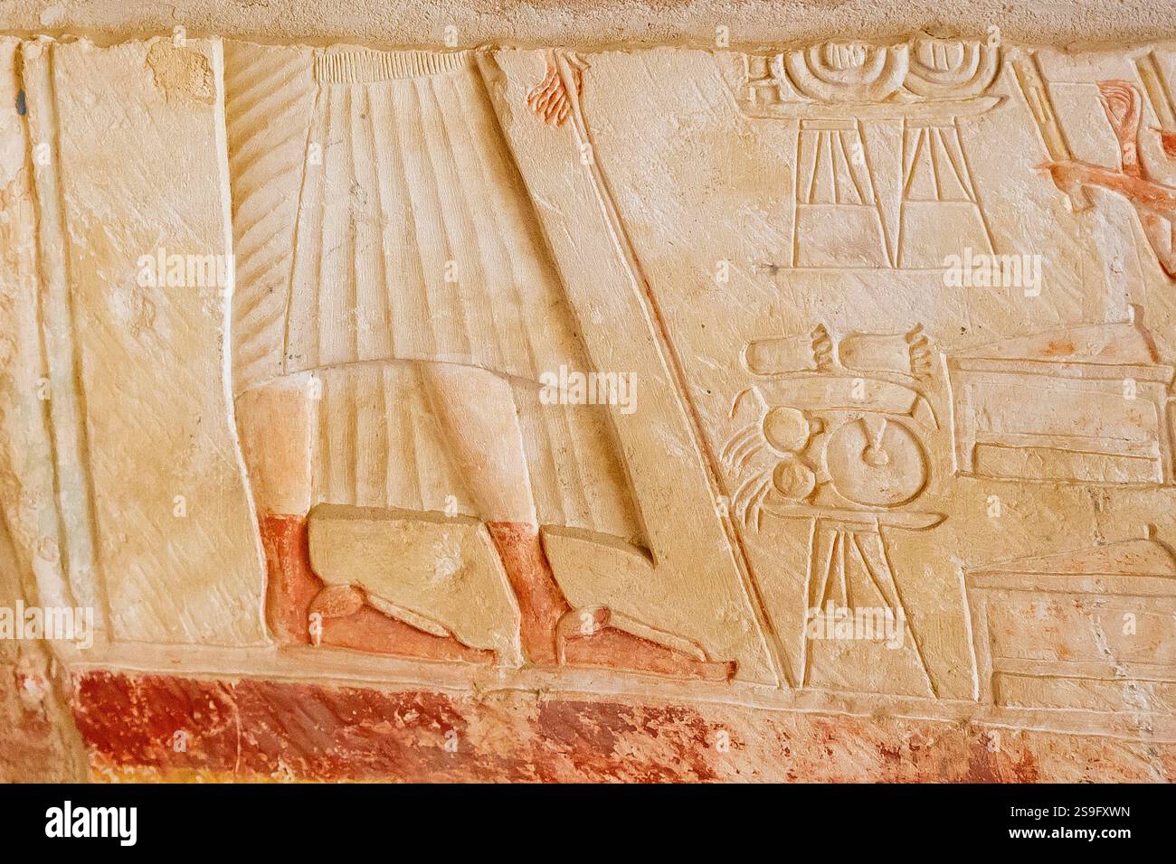 Egypt, Saqqara,  tomb of Meryneith,  west wall of the inner court, the central chapel, metal workers (jewelry). Stock Photo
