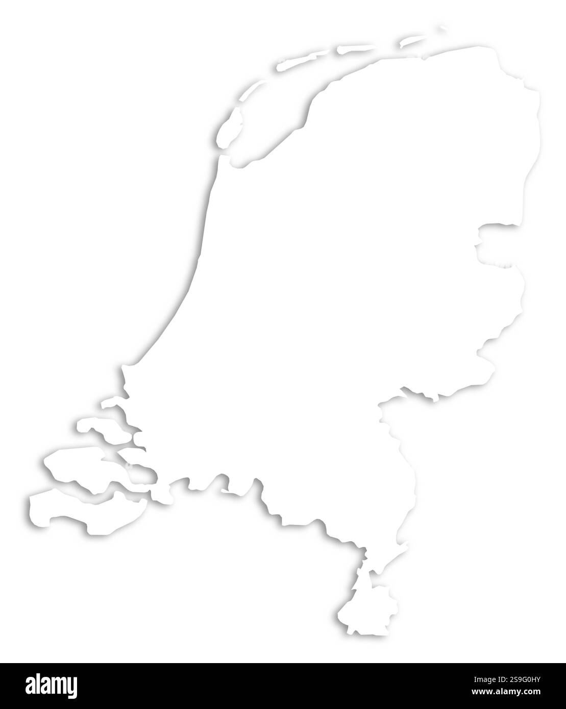 Map of Netherlands as a white area over its shadow Stock Vector Image ...