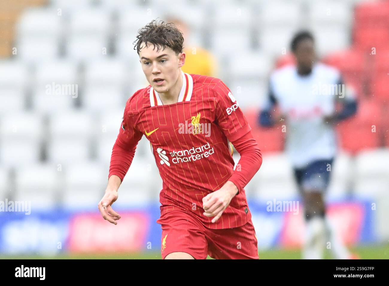 Tommy Pilling (6Liverpool) goes forward  during the Premier League 2 match between Tottenham Hotspur and Liverpool at the Lamex Stadium, Stevenage on Sunday 26th January 2025. (Photo: Kevin Hodgson | MI News) Stock Photo