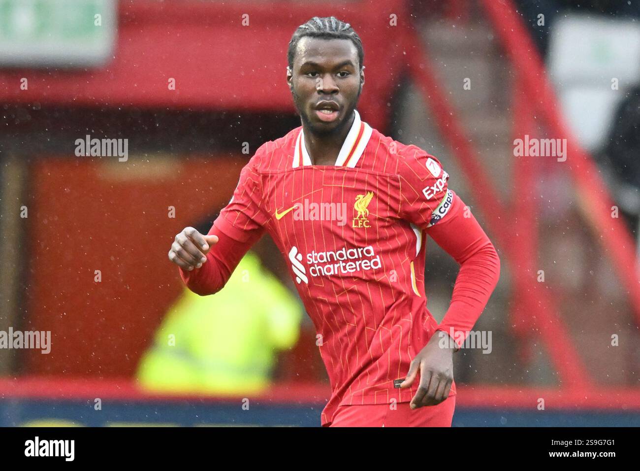 Michael Laffey (8 Liverpool) during the Premier League 2 match between Tottenham Hotspur and Liverpool at the Lamex Stadium, Stevenage on Sunday 26th January 2025. (Photo: Kevin Hodgson | MI News) Stock Photo