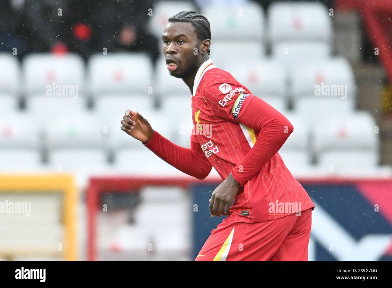 Michael Laffey (8 Liverpool0 during the Premier League 2 match between Tottenham Hotspur and Liverpool at the Lamex Stadium, Stevenage on Sunday 26th January 2025. (Photo: Kevin Hodgson | MI News) Stock Photo
